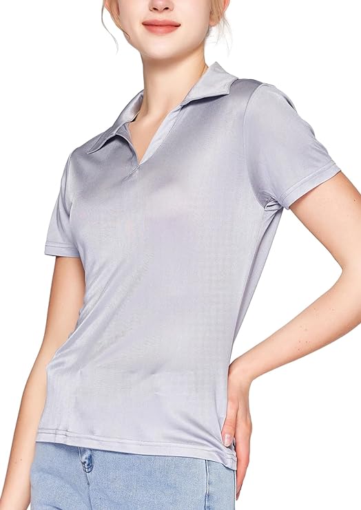 Moroutline Women’s 100% Mulberry Silk Polo Shirt